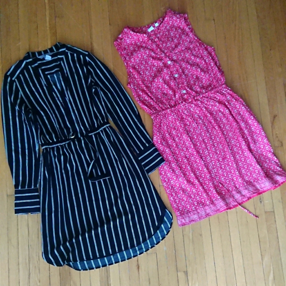 GAP Black Striped and Pink Patterned Mini Dresses, size S